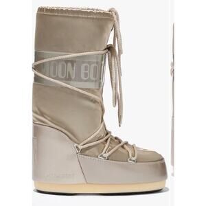 Moon Boot® Icon Glance Water Repellent Boot Platinum EU 39/41 Sz 8/9.5 NEW